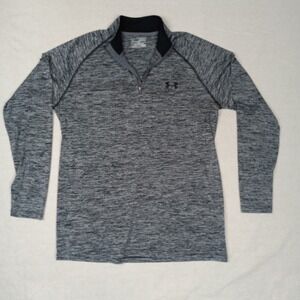 Under Armour Mens Medium HeatGear 1/4 Zip Pullover Grey Space Dye 1242220‎